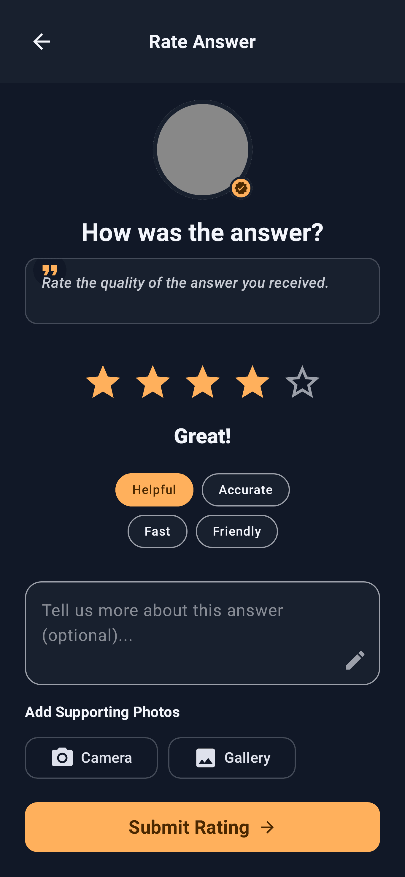 Rating an answer with stars and tags